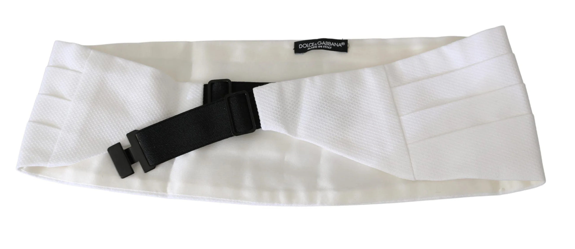 White Men Waist Belt Cotton Cummerbund-Dolce & Gabbana-LabelTerrace.com