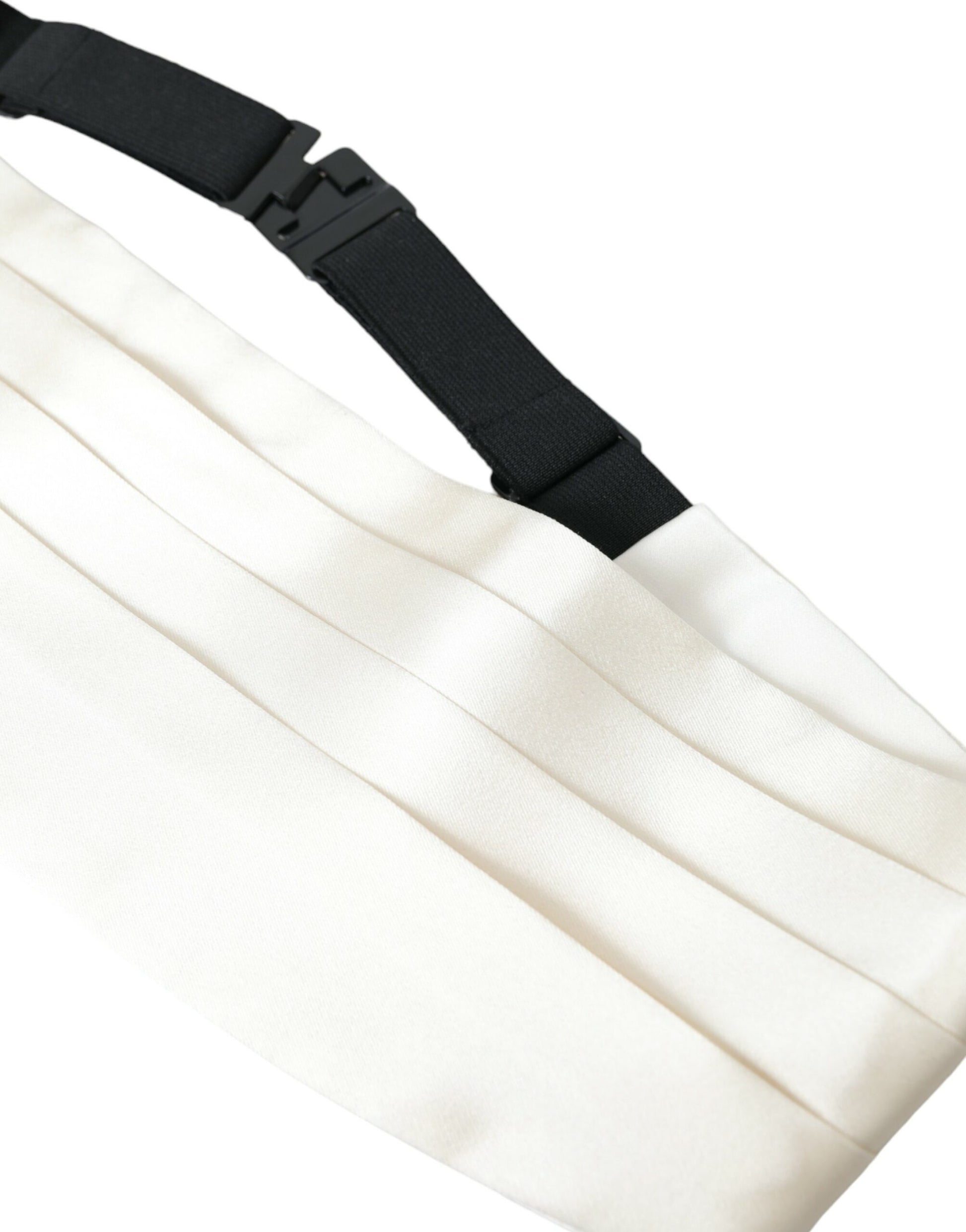 White Men Wide Waist Silk Belt Cummerbund-Dolce & Gabbana-LabelTerrace.com