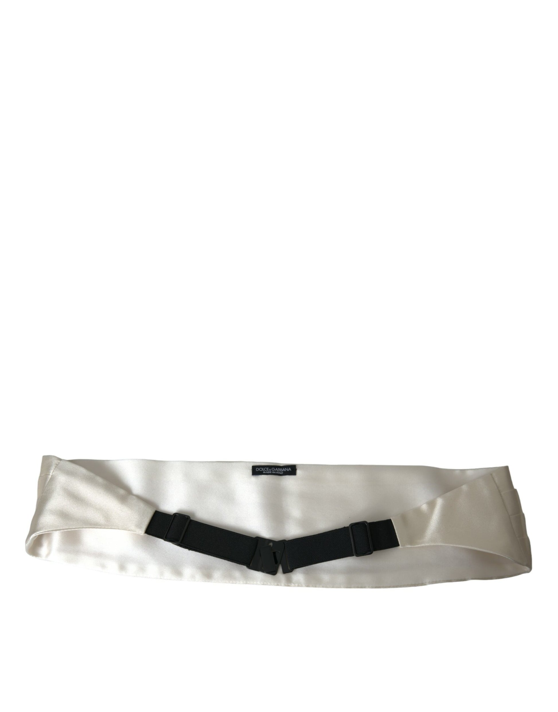White Men Wide Waist Silk Belt Cummerbund-Dolce & Gabbana-LabelTerrace.com
