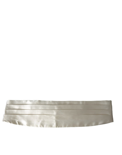 White Men Wide Waist Silk Belt Cummerbund-Dolce & Gabbana-LabelTerrace.com