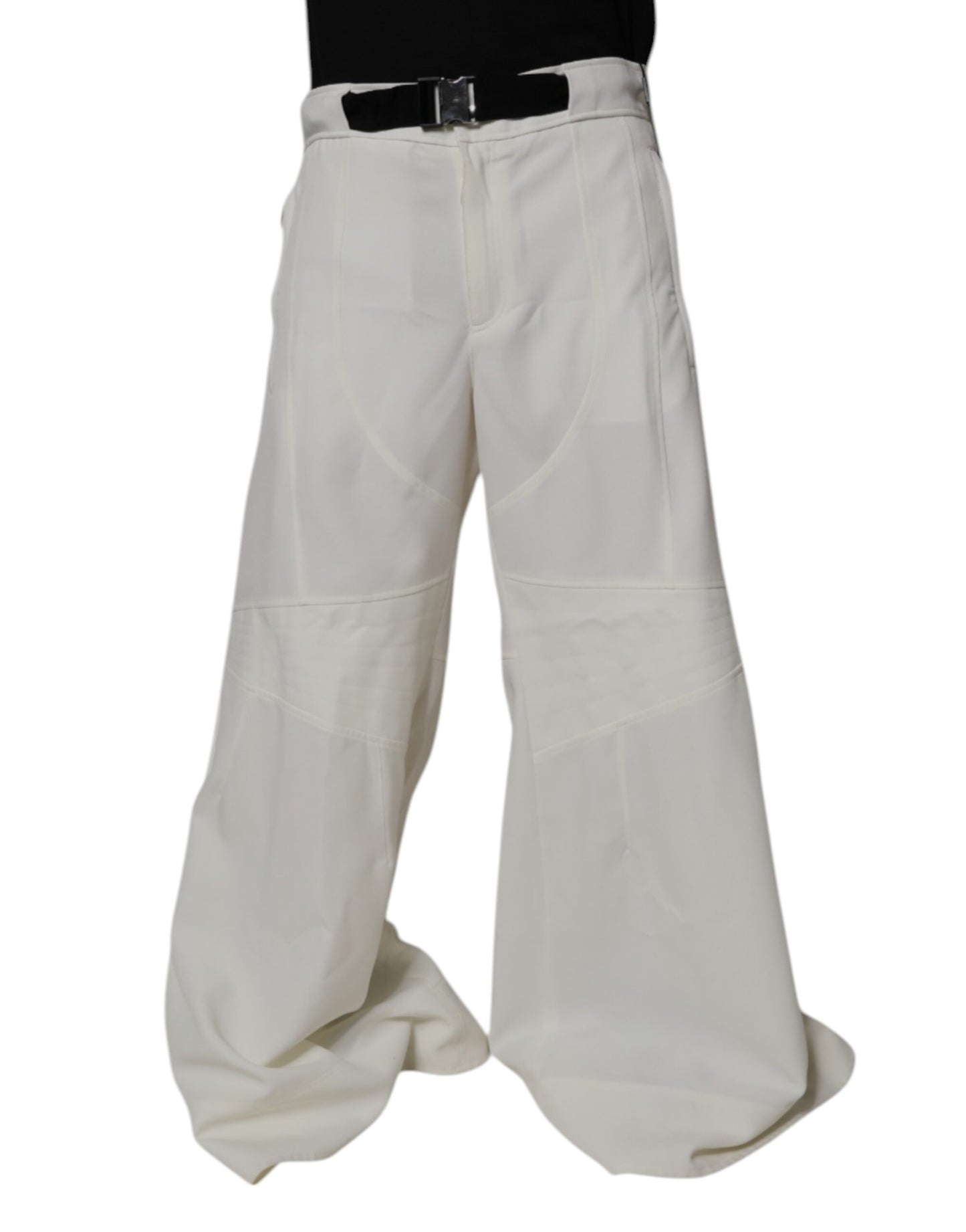 White Mid Waist Wide Leg Pants