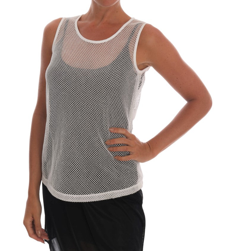White Net Tank Transparent Top-Dolce & Gabbana-LabelTerrace.com