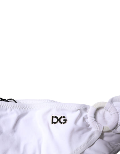 White Nylon Beachwear Bikini Bottom Swimwear-Dolce & Gabbana-LabelTerrace.com