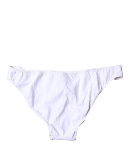 White Nylon Beachwear Bikini Bottom Swimwear-Dolce & Gabbana-LabelTerrace.com