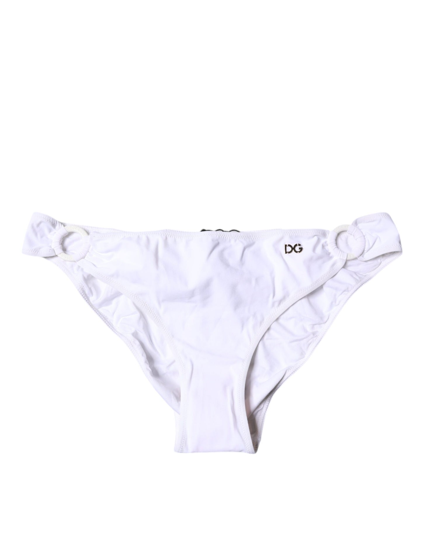 White Nylon Beachwear Bikini Bottom Swimwear-Dolce & Gabbana-LabelTerrace.com