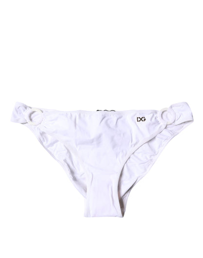 White Nylon Beachwear Bikini Bottom Swimwear-Dolce & Gabbana-LabelTerrace.com