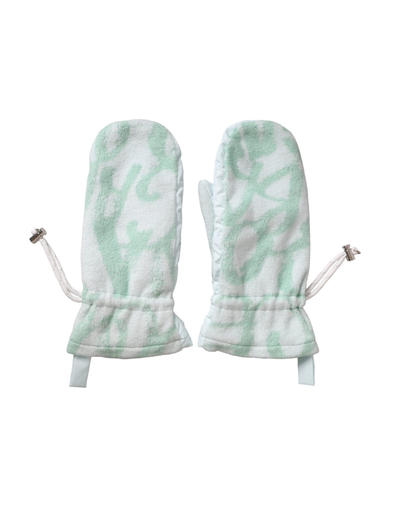 White Nylon Fleece Wrist Length Mitten Gloves-Dolce & Gabbana-LabelTerrace.com