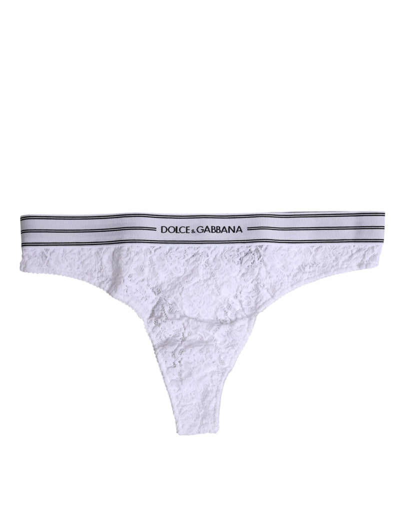 White Nylon Floral Lace Bottom Panty Underwear-Dolce & Gabbana-LabelTerrace.com