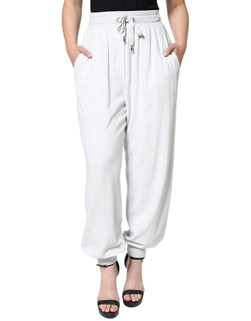 White Nylon Jogger Sweatpants Pants-Dolce & Gabbana-LabelTerrace.com