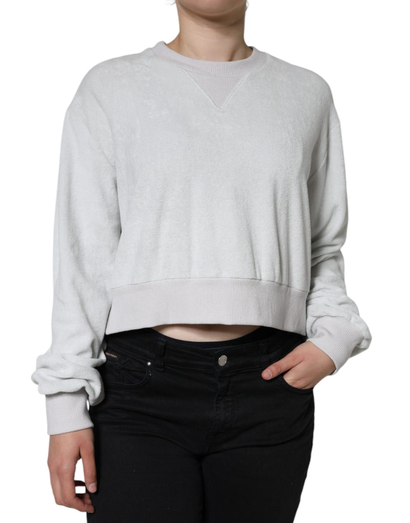 White Nylon Stretch Crew Neck Pullover Sweater-Dolce & Gabbana-LabelTerrace.com