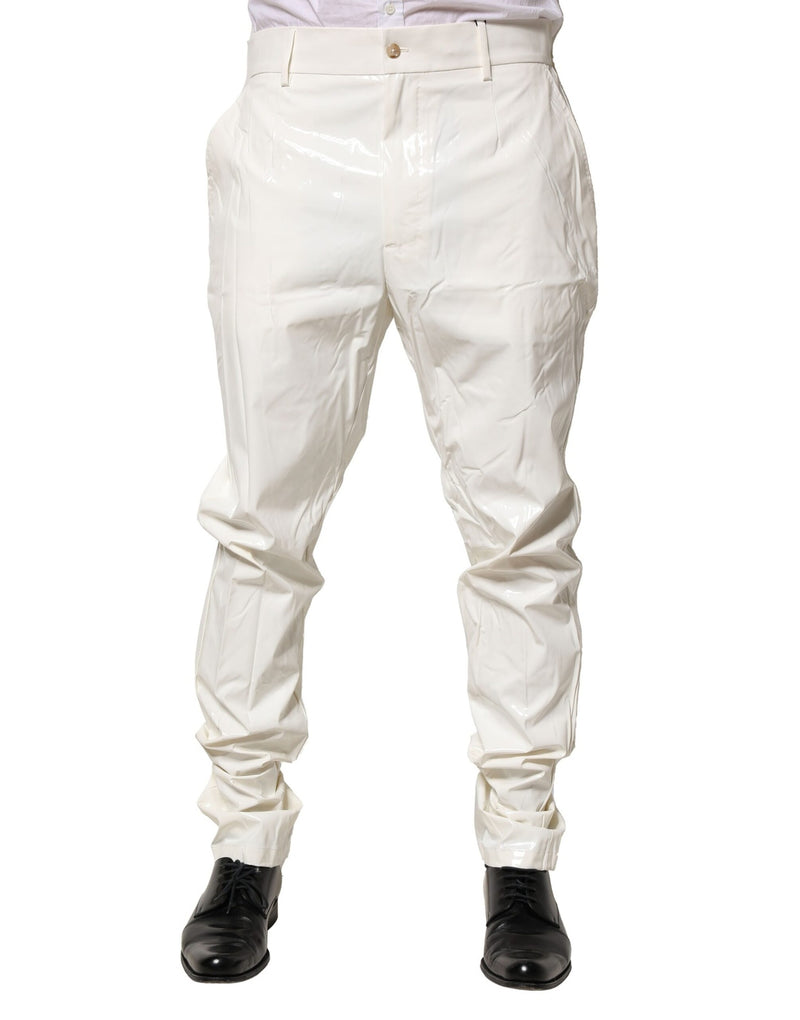 White Nylon Tapered Dress Men Pants-Dolce & Gabbana-LabelTerrace.com