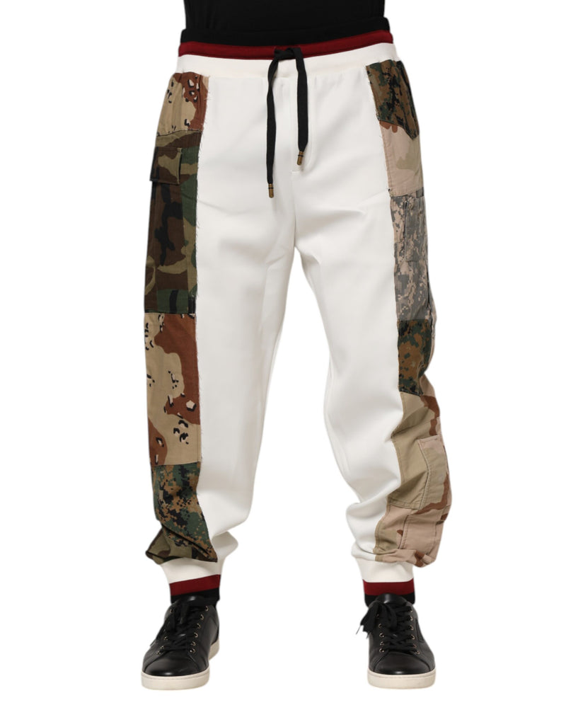 White Patchwork Jogger Pants-Dolce & Gabbana-LabelTerrace.com