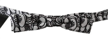 White Pattern Silk Adjustable Neck Papillon Tie-Dolce & Gabbana-LabelTerrace.com