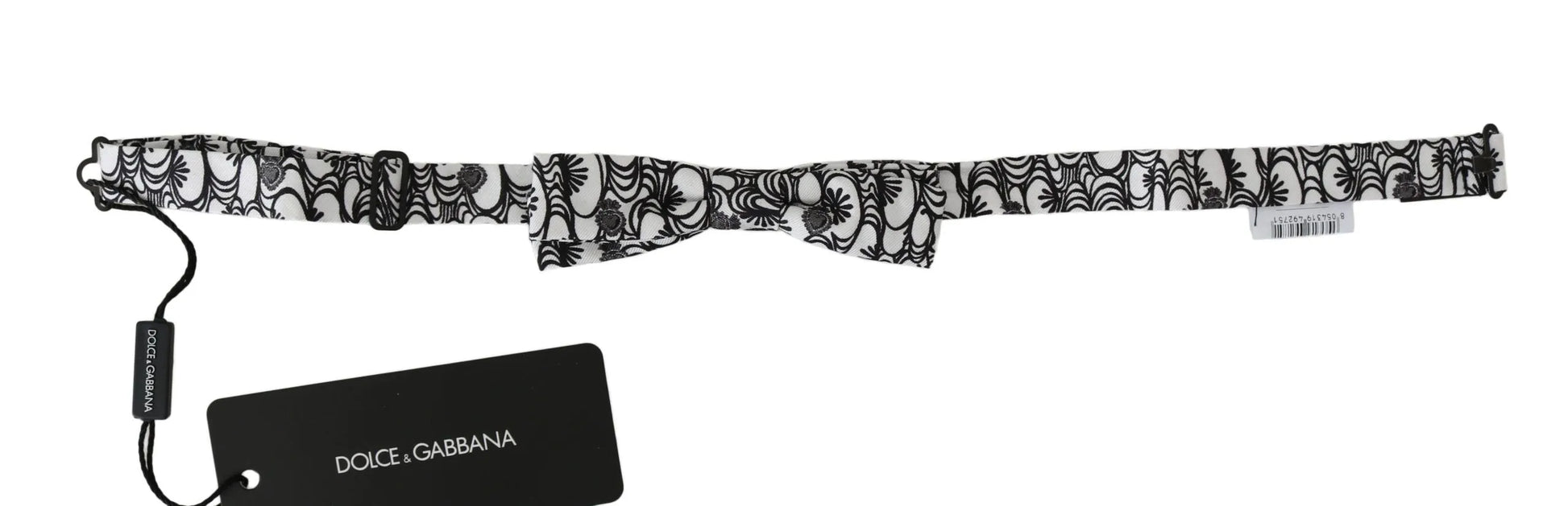 White Pattern Silk Adjustable Neck Papillon Tie-Dolce & Gabbana-LabelTerrace.com