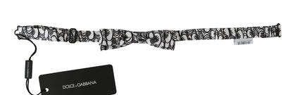 White Pattern Silk Adjustable Neck Papillon Tie-Dolce & Gabbana-LabelTerrace.com