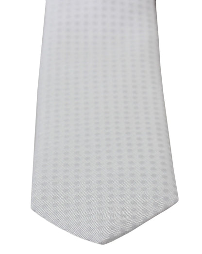 White Patterned Classic Mens Slim Necktie Tie-Dolce & Gabbana-LabelTerrace.com