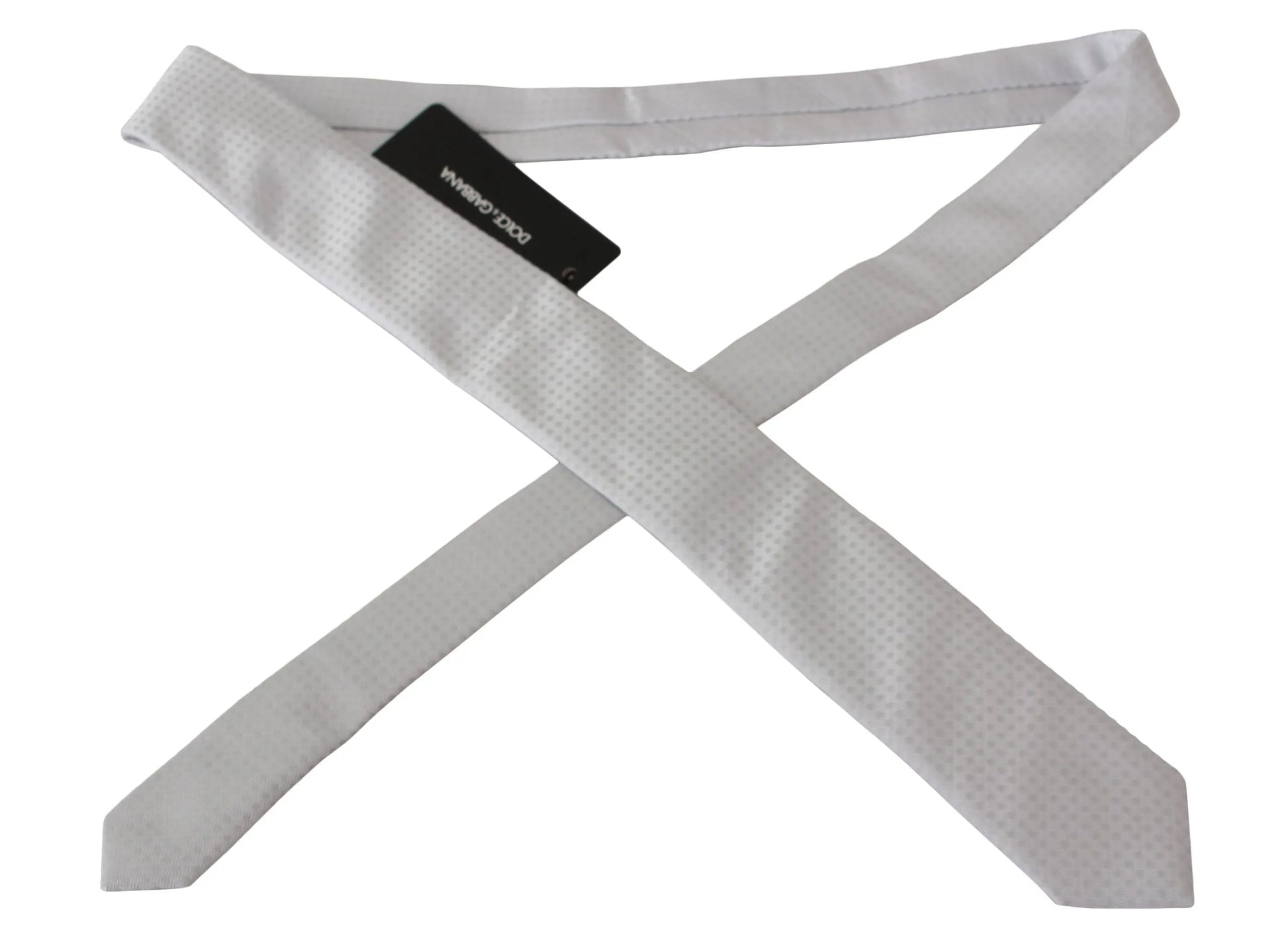 White Patterned Classic Mens Slim Necktie Tie-Dolce & Gabbana-LabelTerrace.com