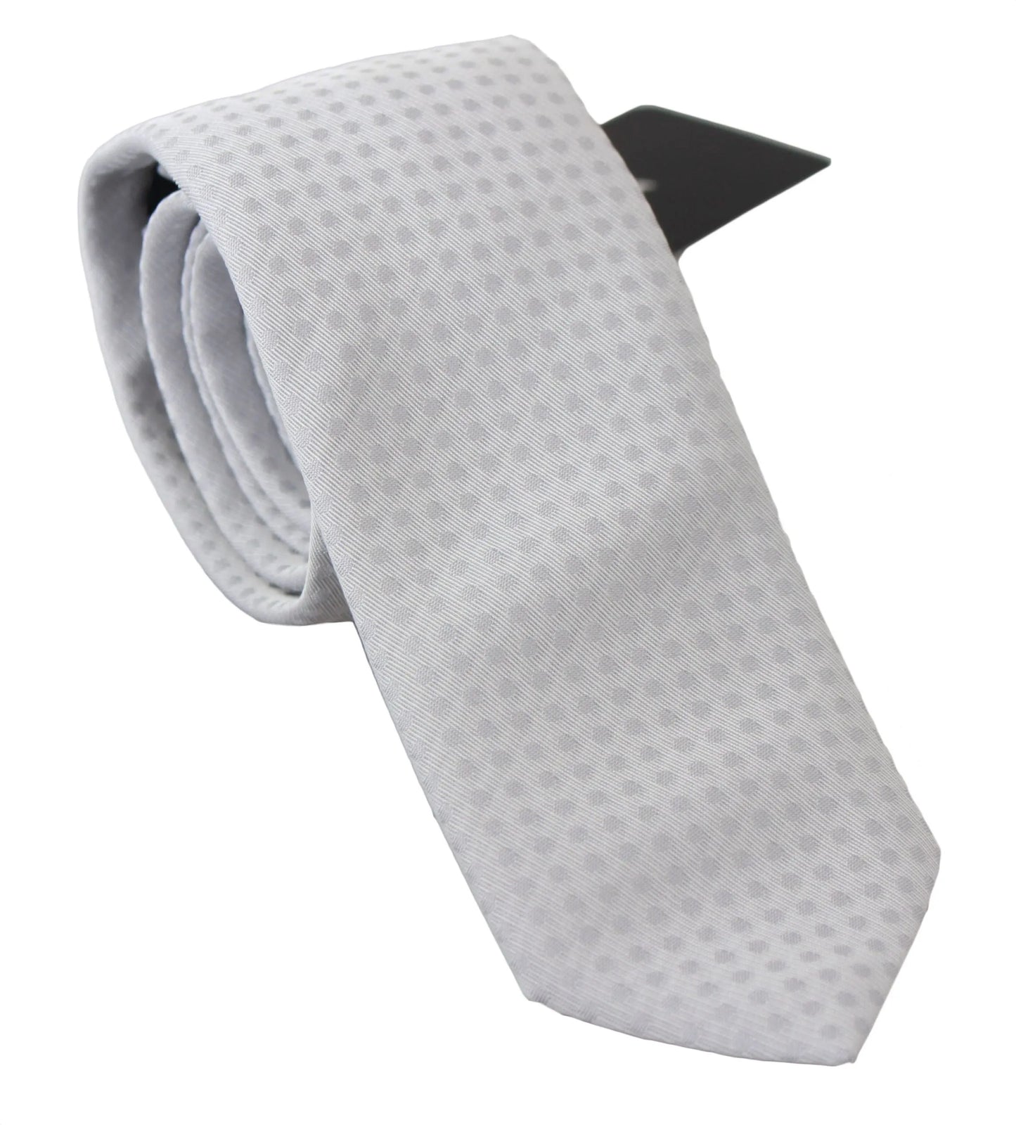 White Patterned Classic Mens Slim Necktie Tie-Dolce & Gabbana-LabelTerrace.com