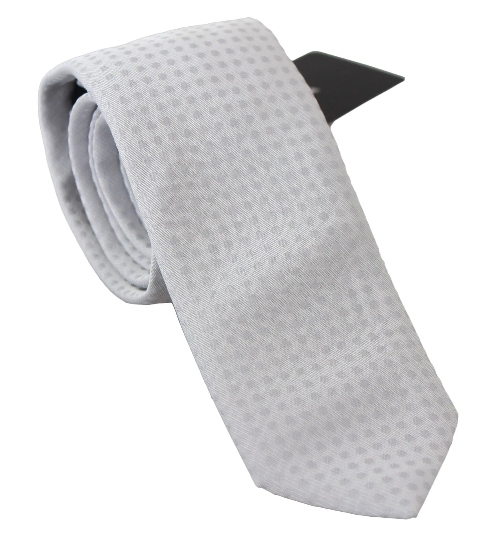White Patterned Classic Mens Slim Necktie Tie-Dolce & Gabbana-LabelTerrace.com
