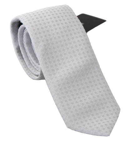 White Patterned Classic Mens Slim Necktie Tie-Dolce & Gabbana-LabelTerrace.com