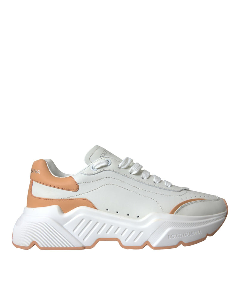 White Peach DAYMASTER Leather Sneakers Shoes-Dolce & Gabbana-LabelTerrace.com