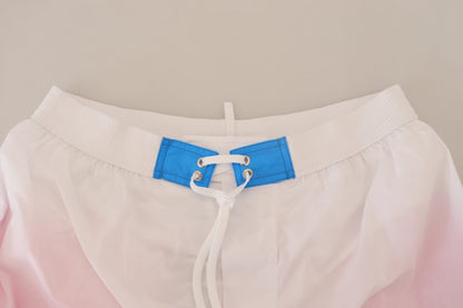 White Pink Logo Print Men Beachwear Shorts Swimwear-Dsquared²-LabelTerrace.com