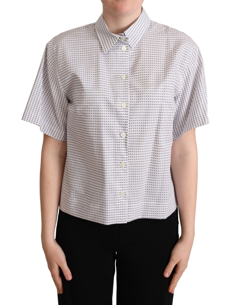 White Polka Dots Collared Blouse Shirt-Dolce & Gabbana-LabelTerrace.com