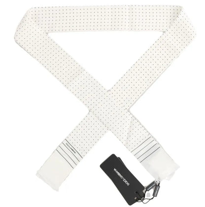 White Polka Dotted Silk Skinny Scarf-Dolce & Gabbana-LabelTerrace.com
