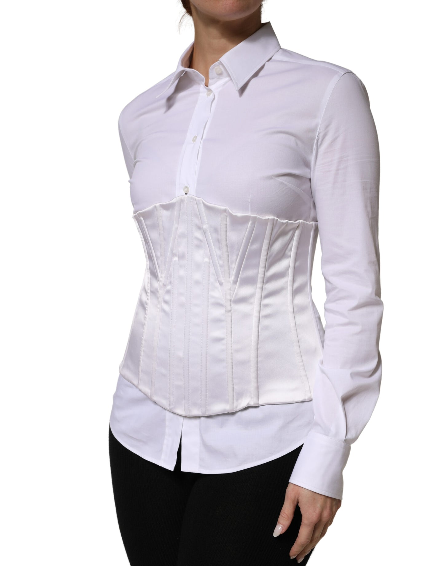 White Polyamide Waist Cincher Bustier Corset Top