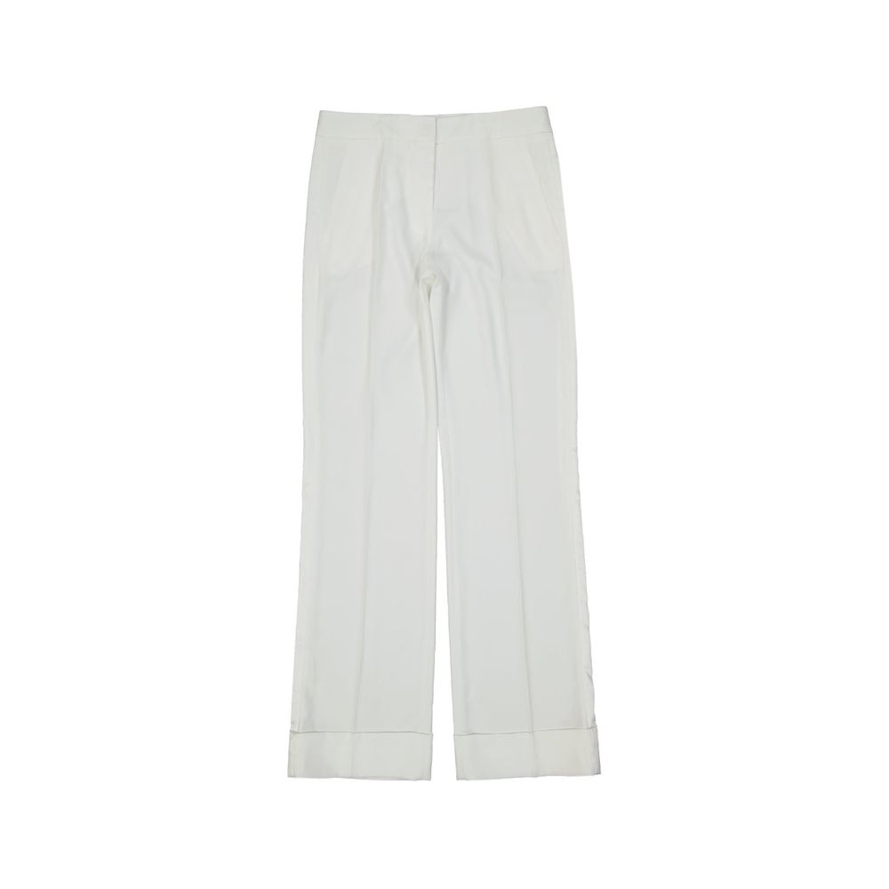 White Polyester Casual Pants