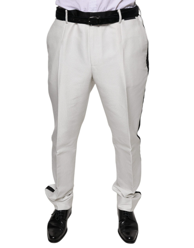 White Polyester Formal Dress Pants-Dolce & Gabbana-LabelTerrace.com