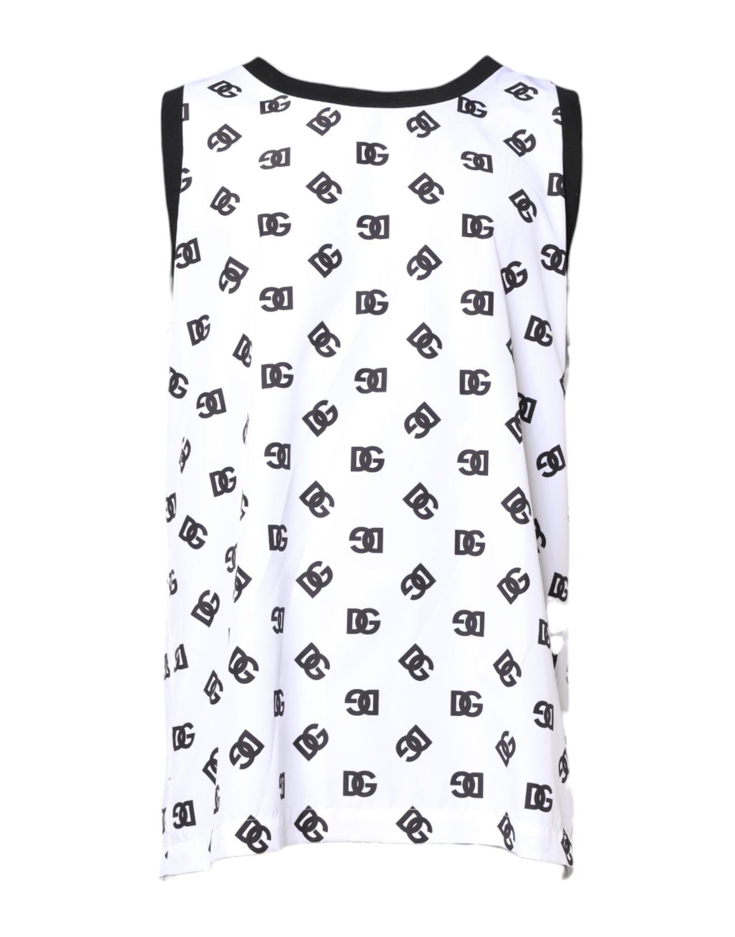 White Polyester Sleeveless DG Logo T-shirt-Dolce & Gabbana-LabelTerrace.com
