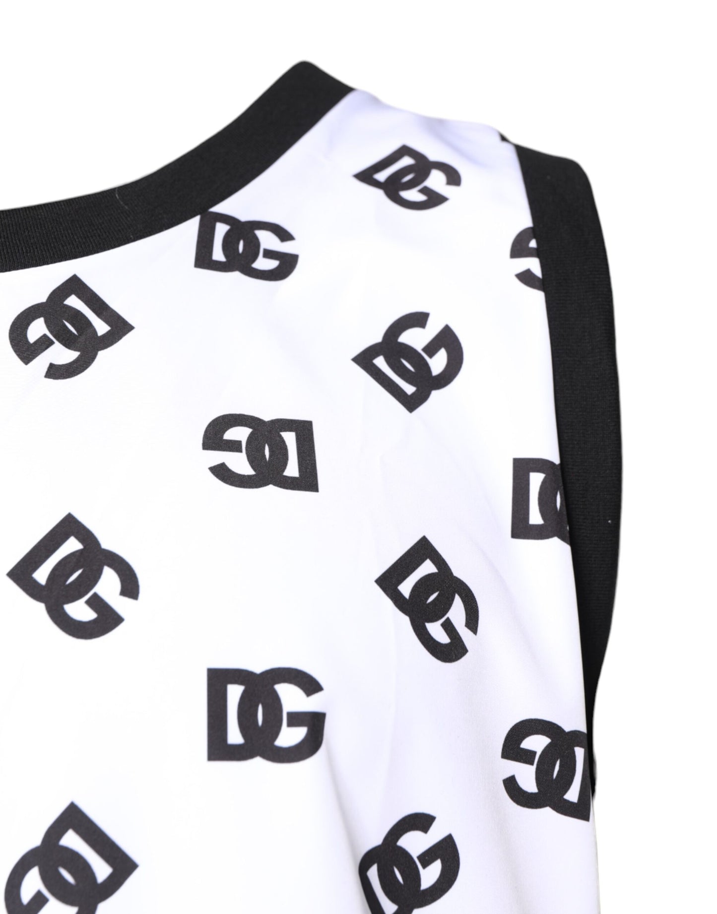 White Polyester Sleeveless DG Logo T-shirt-Dolce & Gabbana-LabelTerrace.com