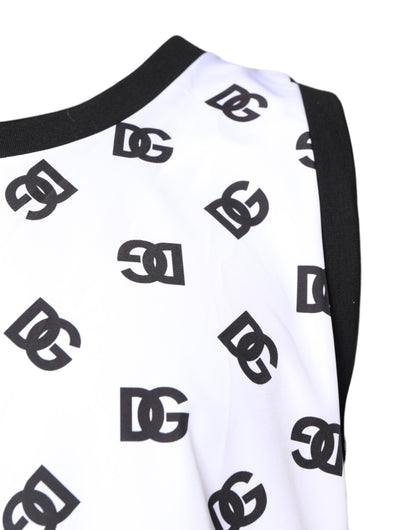 White Polyester Sleeveless DG Logo T-shirt-Dolce & Gabbana-LabelTerrace.com