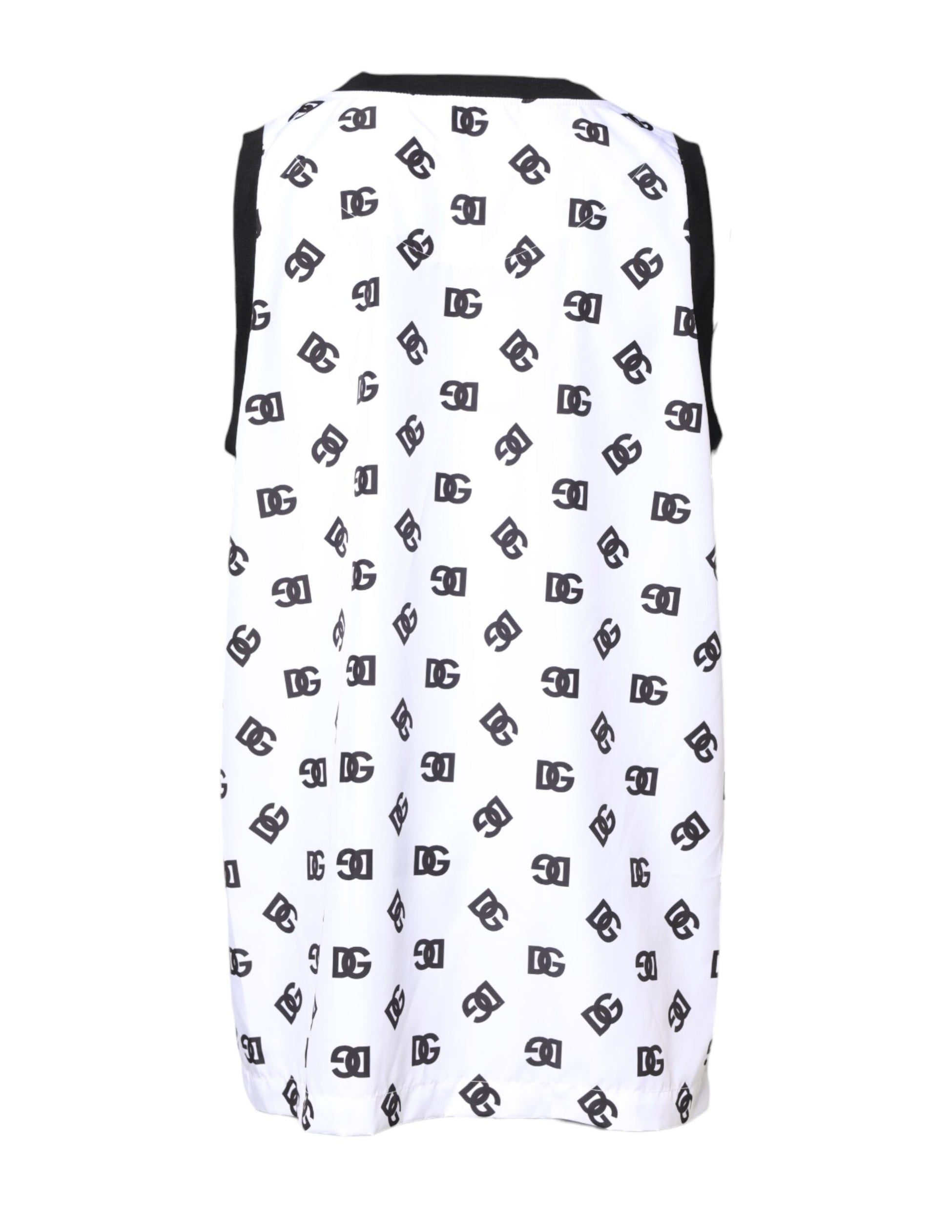 White Polyester Sleeveless DG Logo T-shirt-Dolce & Gabbana-LabelTerrace.com