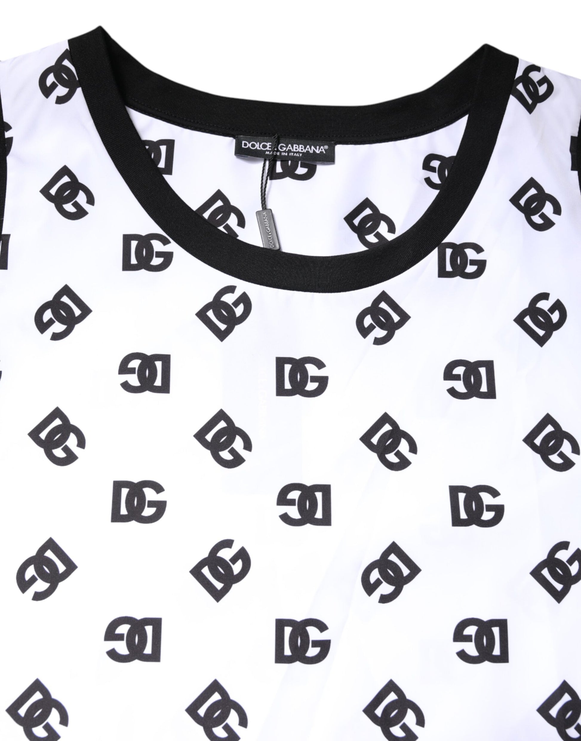 White Polyester Sleeveless DG Logo T-shirt-Dolce & Gabbana-LabelTerrace.com