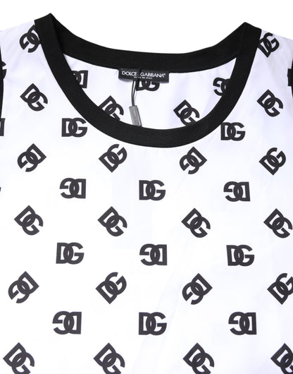 White Polyester Sleeveless DG Logo T-shirt-Dolce & Gabbana-LabelTerrace.com