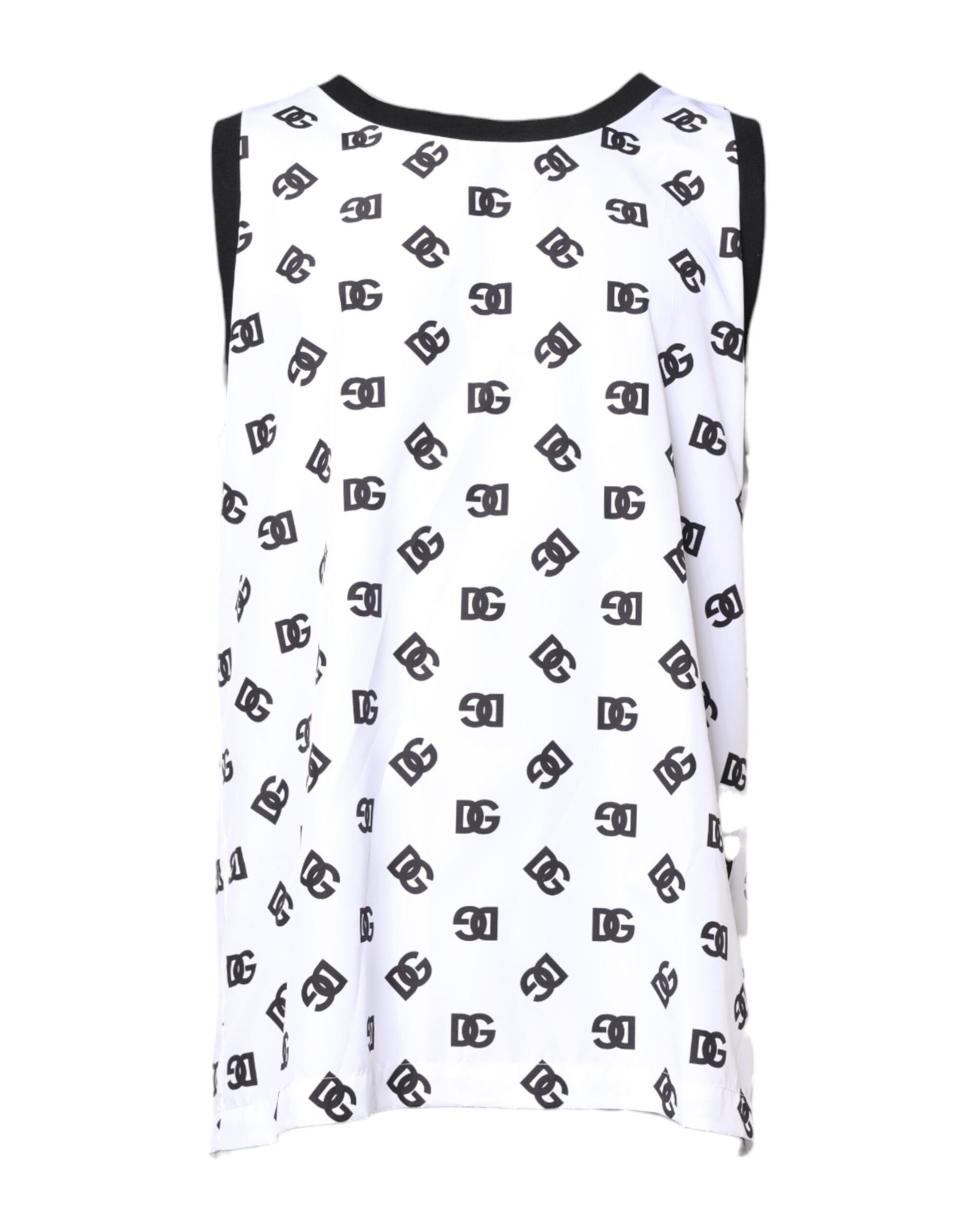 White Polyester Sleeveless DG Logo T-shirt-Dolce & Gabbana-LabelTerrace.com