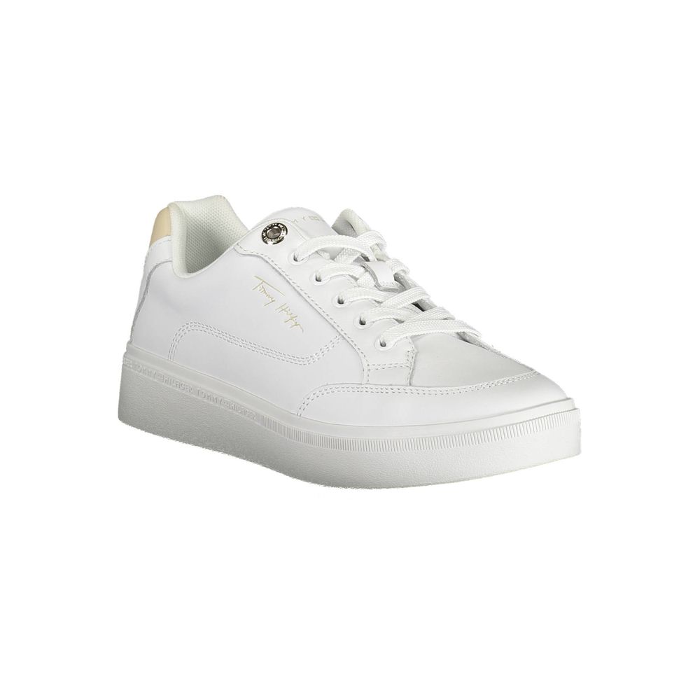 White Polyester Sneaker-Tommy Hilfiger-LabelTerrace.com