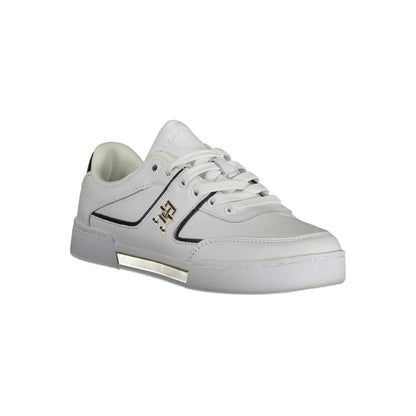 White Polyester Sneaker-Tommy Hilfiger-LabelTerrace.com