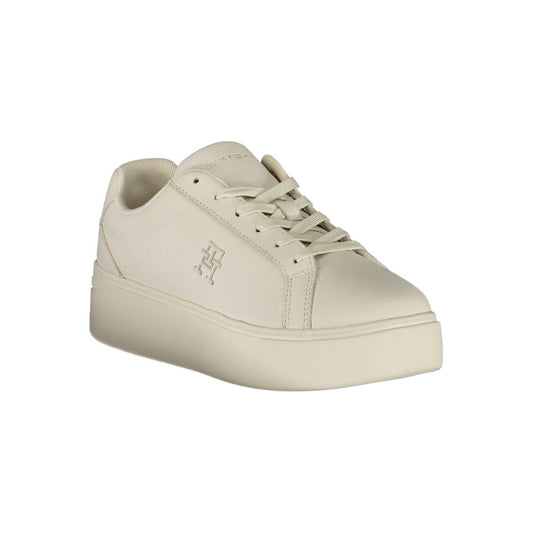White Polyester Sneaker-Tommy Hilfiger-LabelTerrace.com