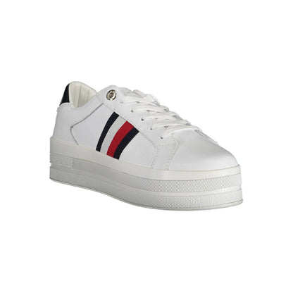 White Polyester Sneaker-Tommy Hilfiger-LabelTerrace.com