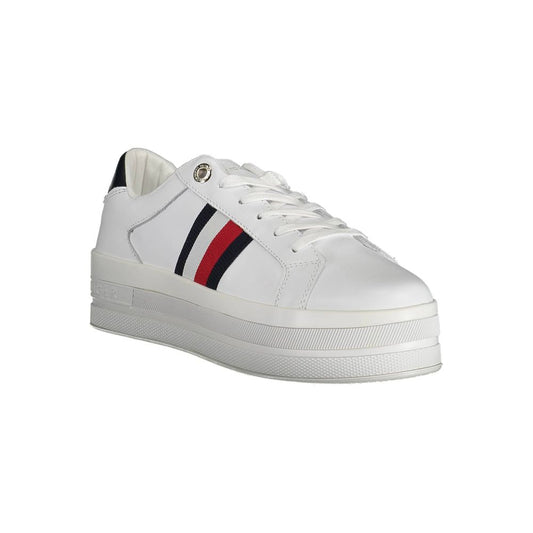White Polyester Sneaker-Tommy Hilfiger-LabelTerrace.com