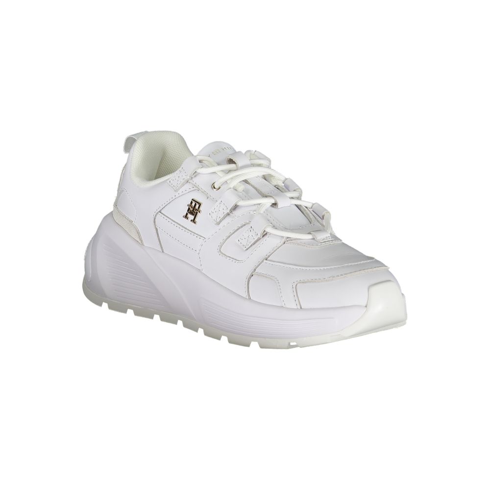 White Polyester Sneaker-Tommy Hilfiger-LabelTerrace.com