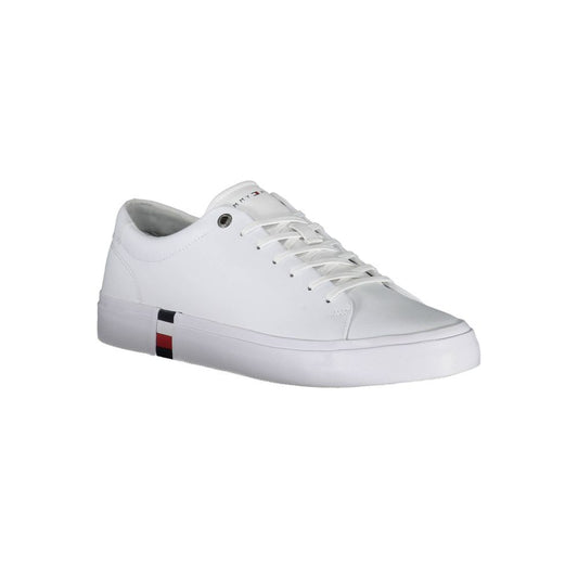 White Polyester Sneaker-Tommy Hilfiger-LabelTerrace.com