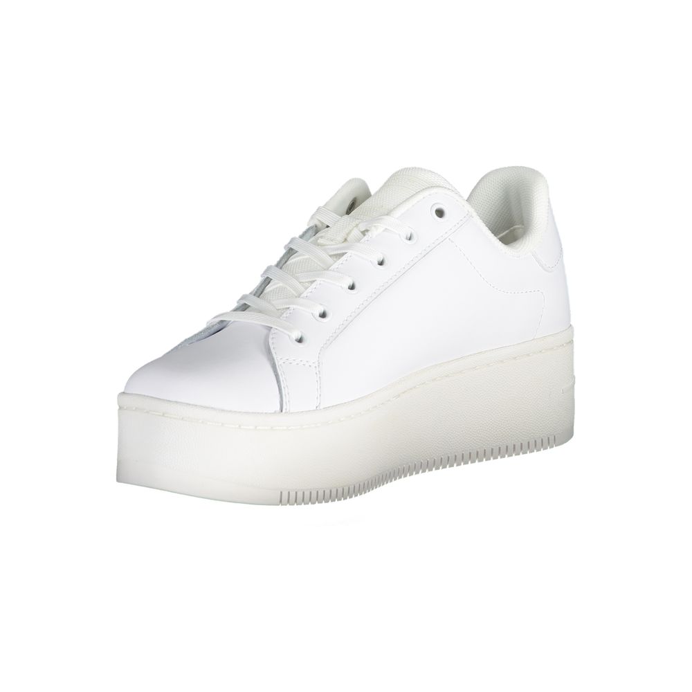White Polyester Sneaker-Tommy Hilfiger-LabelTerrace.com
