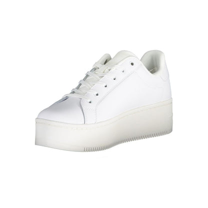 White Polyester Sneaker-Tommy Hilfiger-LabelTerrace.com