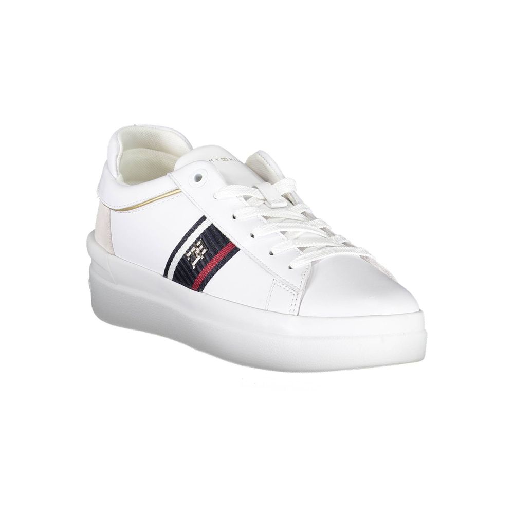 White Polyester Sneaker-Tommy Hilfiger-LabelTerrace.com