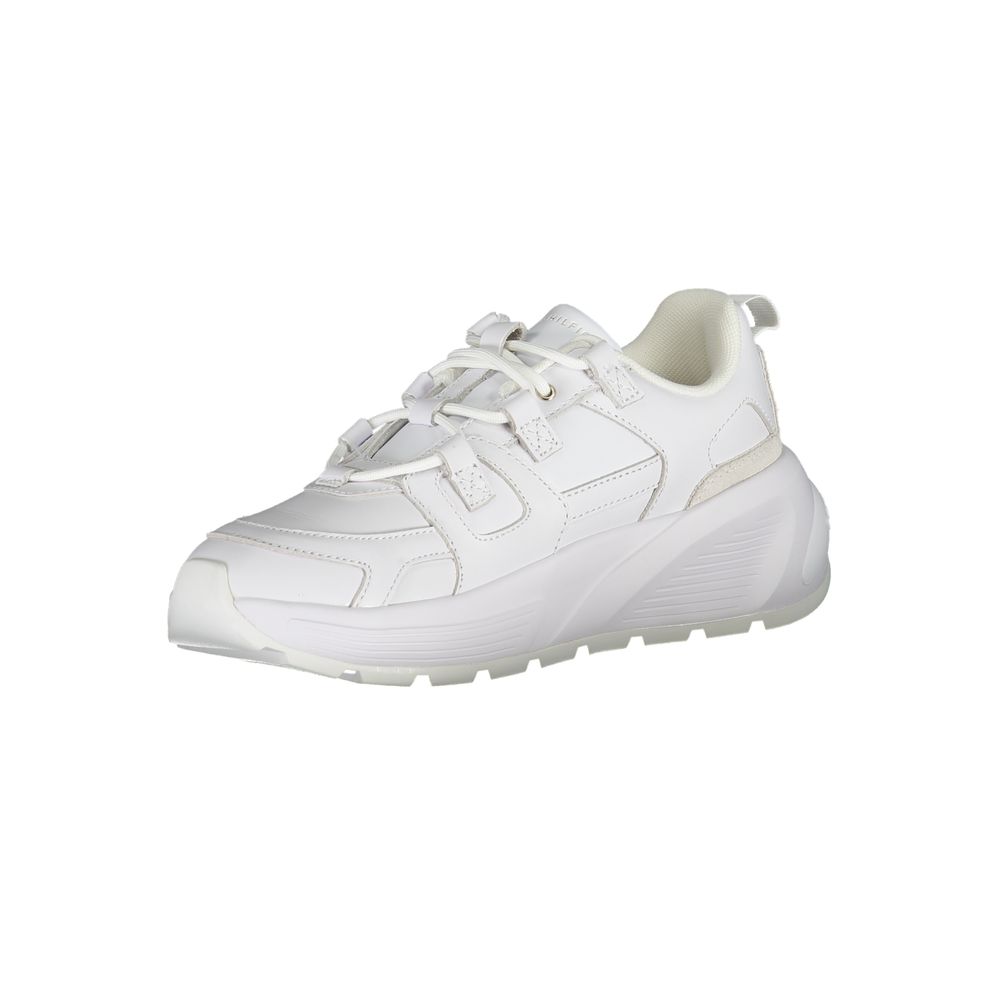 White Polyester Sneaker-Tommy Hilfiger-LabelTerrace.com