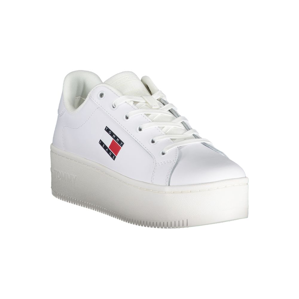 White Polyester Sneaker-Tommy Hilfiger-LabelTerrace.com